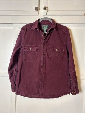 Mens Med Burgundy Button-Down Shirt Jacket Shacket Rugged Outdoors Casual
